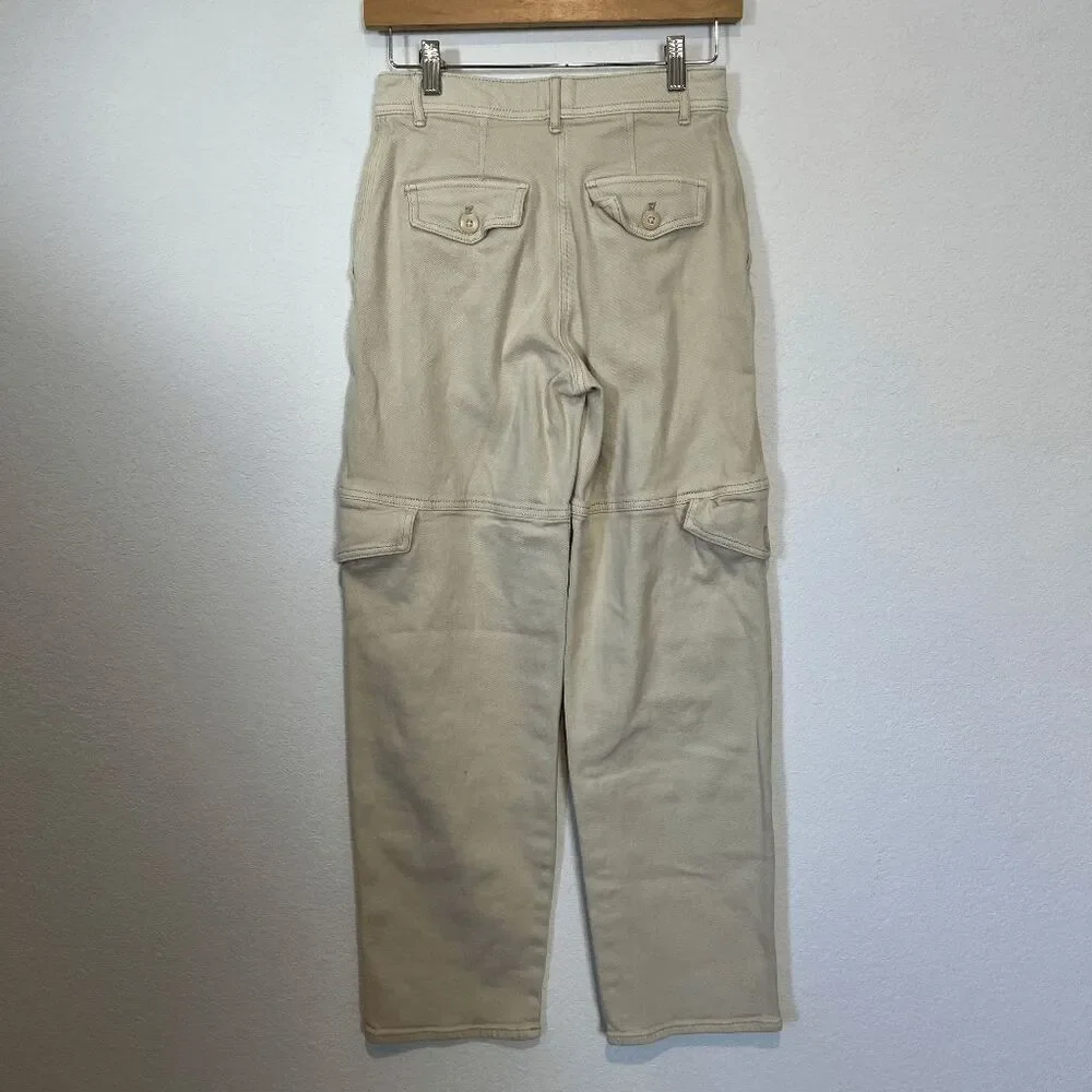 Aritzia Wilfred Free Birch Beige Modern Cargo High Waisted Twill Pants Size 00